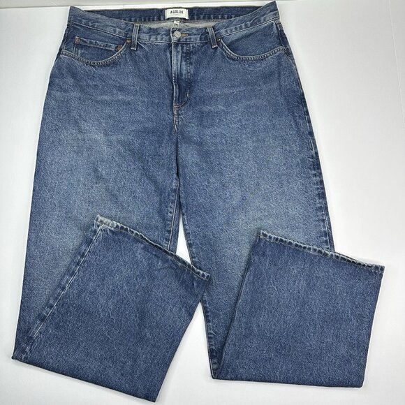 AGOLDE Women Blue Fusion Baggy Wide-Leg Hi-Rise‎ Designer Luxury Jean W31-38/L32 - Picture 1 of 14